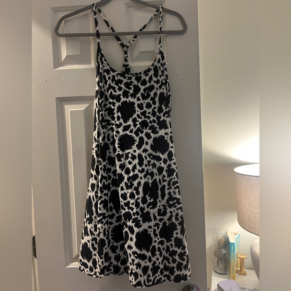 Outdoor Voices “The Exercise Dress’ Black and White Animal Print